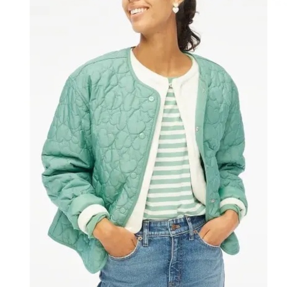 J.Crew Factory Quilted Heart Jacket Lightweight - Picture 1 of 12